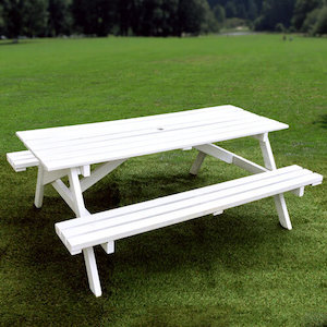 White Picnic Table - rollercoaster