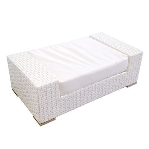 White Rattan Ottoman - rollercoaster