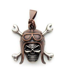 Mens Accessories: Pendant Zip Pull Skull & Cross Bone Biker