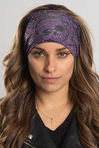 Womens Hats Beanies: Ez Banz Purple Paisley Skull