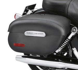 Bags Luggage Racks: Rigid Locking Leather Saddlebags-Dyna