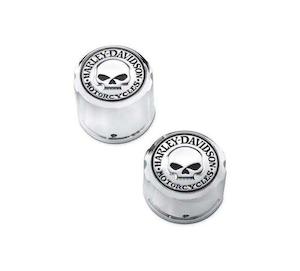 Willie G Skull Rear Axle Nut Covers '08 Later Dyna/Softail