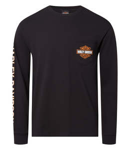Tees Shirts: Harley-Davidson B&S Long Sleeve Pocket Tee