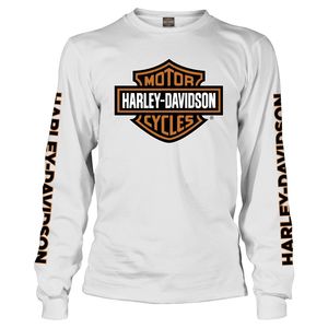 Tees Shirts: Harley-Davidson B&S White L/S Men's Dealer Tee