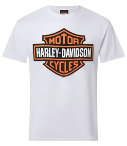 Tees Shirts: Harley-Davidson Bar & Shield White Dealer Tee