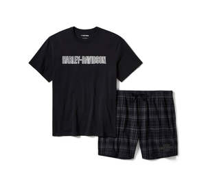 Jeans Pants: Harley-Davidson Men's Plaid Short Pajama Set