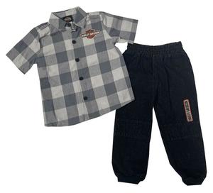 Boys Harley-Davidson Plaid Shirt & Pant Set
