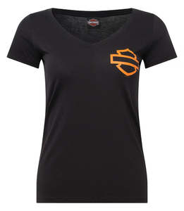 Womens Tees Shirts: Harley-Davidson Ladies Open Bar & Shield Tee