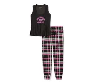 Harley-Davidson Ladies Black Plaid Pajama Set