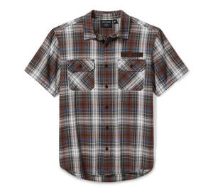 Tees Shirts: Harley-Davidson Men's Block Font Yarn Died Plaid Shirt
