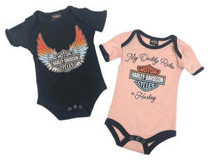 Womens Tees Shirts: Harley-Davidson Girls My Daddy Rides 2 Pack Creeper Set