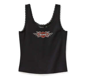 Womens Tees Shirts: Harley-Davidson Vintage Flames Bling Ladies Tank