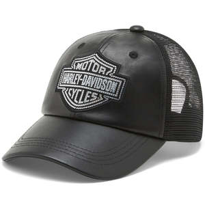 Womens Aceessories: Harley-Davidson Leather Trucker Cap with Bling