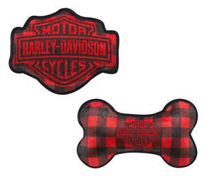 Harley-Davidson Plaid Plush Pet Toy Set
