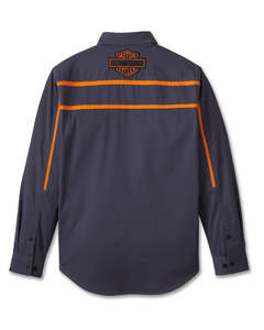 Mens Clearance Sales: Harley-Davidson Men's Race Stripes L/S Shirt (Ombre Blue)