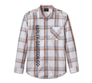 Mens Clearance Sales: Harley-Davidson Men's Bagger Shirt White Plaid