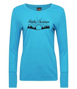 Womens Tees Shirts: Harley-Davidson Scenic Ladies Long Sleeve Dealer Tee