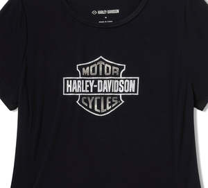 Harley-Davidson Ladies Beveled Bar & Shield Bling Top - Black
