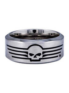 Mens Clearance Sales: Harley-Davidson Stainless Steel Skull Line Ring