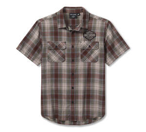 Tees Shirts: Harley--Davidson Men's Racer Font Plaid Shirt