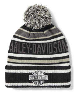 Mens Hats Caps: Harley-Davidson Striped Pom Pom Beanie