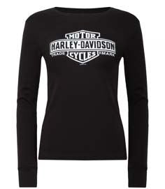 Womens Tees Shirts: Harley-Davidson Ladies Elongated B&S Long Sleeve Tee