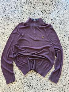 Wine Ralph Lauren Knit Jumper - L