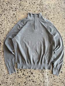 Grey Nautica 1/4 Zip Knit Jumper - L