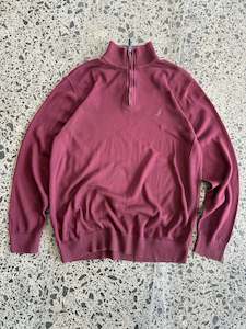Maroon Nautica 1/4 Zip Knit Jumper - L
