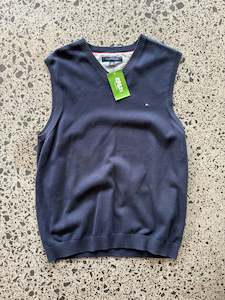 Knits: Navy Tommy Hilfiger Knit Vest - L