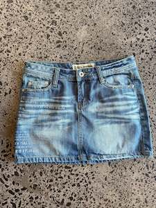 Mini Skirts: Light Blue Denim Mini Skirt with Detailing - S/M