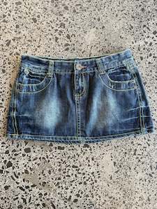 Dark Blue Denim Mini Skirt - M
