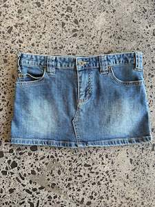 Mid Blue Denim Mini Skirt - S