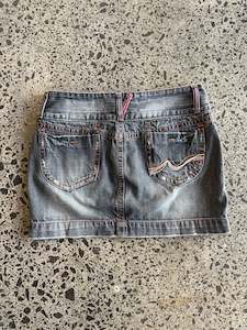 Mini Skirts: Black Denim Mini Skirt - S