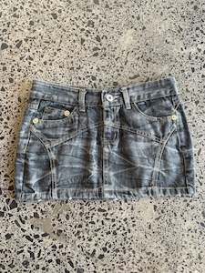 Mini Skirts: Black Bleach Denim Mini Skirt - M