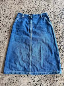 Blue Denim Midi Skirt - S