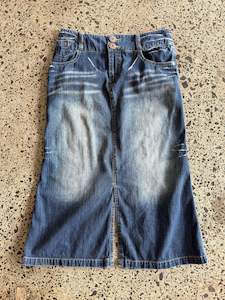 Mini Skirts: Blue Denim with Fade Maxi Skirt - L