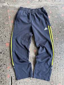 Trackies: Women's Navy & Yellow Striped Addias Trackies - S