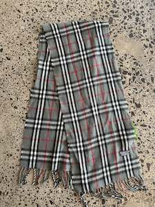 Grey Burberry Wool Scarf