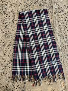 Navy Burberry Wool Scarf