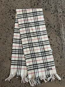 White Burberry Wool Scarf