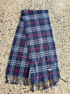 Navy Wool Burberry Scarf