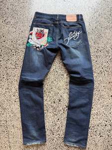 Jeans: Y2K Ed Hardy Devil Joker Card Jeans - 32W x 33L