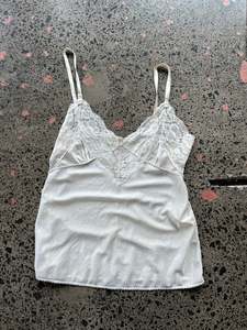 Womens Wear: Spaghetti Strap Lacey White Cami - M