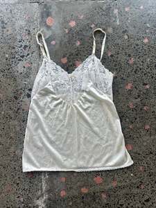 Silky Beige Cami with Lace Detailing - S