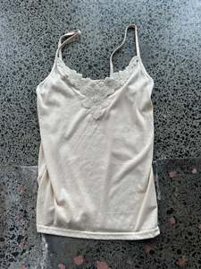 Womens Wear: Beige Cami with Lacey Detailing - S
