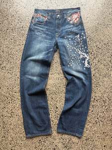 Japanese Buden Embroidered Denim Jeans - 32W x 32L