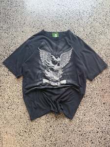 Affliction Winged Skull Graphic Black Tee - XL