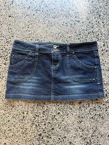 Dark Blue Denim Mini Skirt - S
