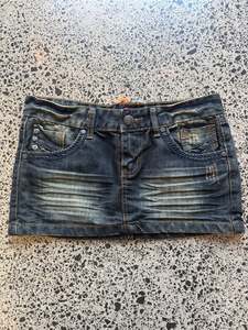 Dark Wash Denim Mini Skirt - M